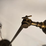 Vintage Antique Brass Adjustable Bronze Desk Lamp with Dark Forest Green Parabolic Shade