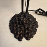 Vintage Tiffany-Style Glass & Aged Bronze Grape Design Banker's Desk Lamps