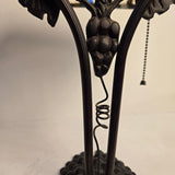Vintage Tiffany-Style Glass & Aged Bronze Grape Design Banker's Desk Lamps