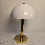 Retro Dome Shade Mid Century Polished Brass & White Table or Desk Lamp