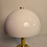 Retro Dome Shade Mid Century Polished Brass & White Table or Desk Lamp