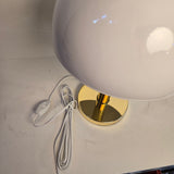 Retro Dome Shade Mid Century Polished Brass & White Table or Desk Lamp