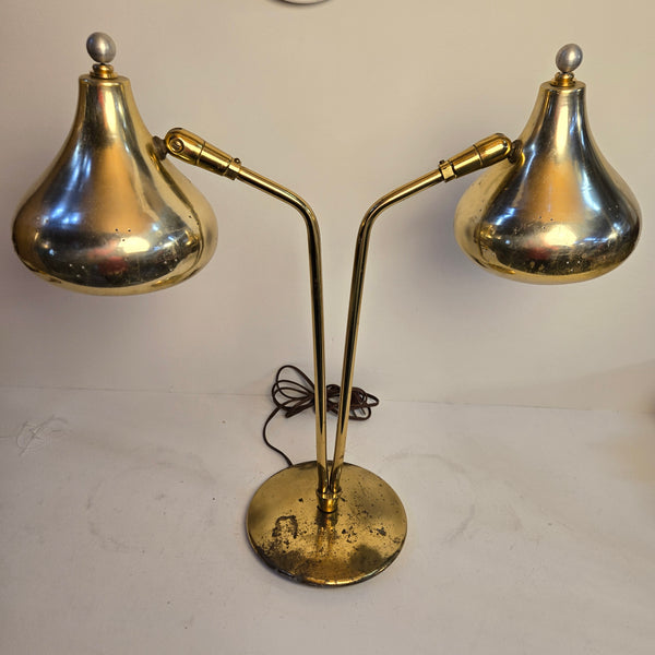 Vintage 2-Light Brass Desk Lamp