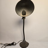 Vintage 1920s Art Deco Antique Brass Adjustable Bronze Desk Lamp with Black Parabolic Shade
