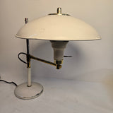 Vintage 1960s Mid Century Modern Ivory Metal & Polished Brass Swing-Arm Adjustable Desk Lamp