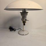 Vintage 1960s Mid Century Modern Ivory Metal & Polished Brass Swing-Arm Adjustable Desk Lamp