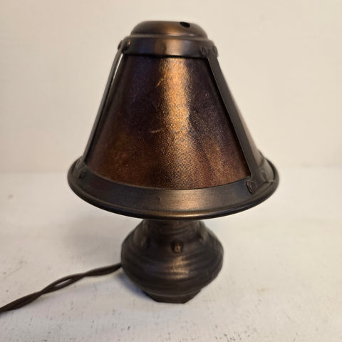 Vintage Mini Mission-Style Bronze & Mica Spanish Accent Lamp