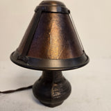 Vintage Mini Mission-Style Bronze & Mica Spanish Accent Lamp