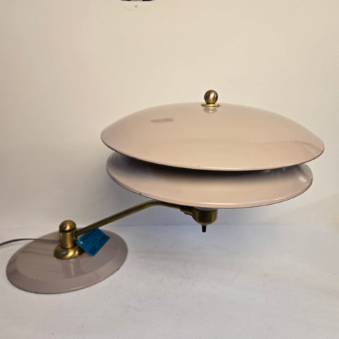 Vintage 1960s Mid Century Modern Metal & Aged Brass Swing-Arm Adjustable Space-Age Desk Lamp