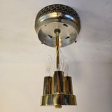 1960s Vintage Fluted Amber Glass & Antique Brass Flush-Mounts or Wall Sconces