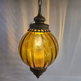 Vintage Amber Glass Swag Pendant