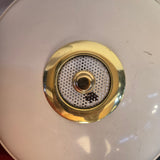 Vintage 1960s Mid Century Modern Ivory Metal & Polished Brass Swing-Arm Adjustable Desk Lamp