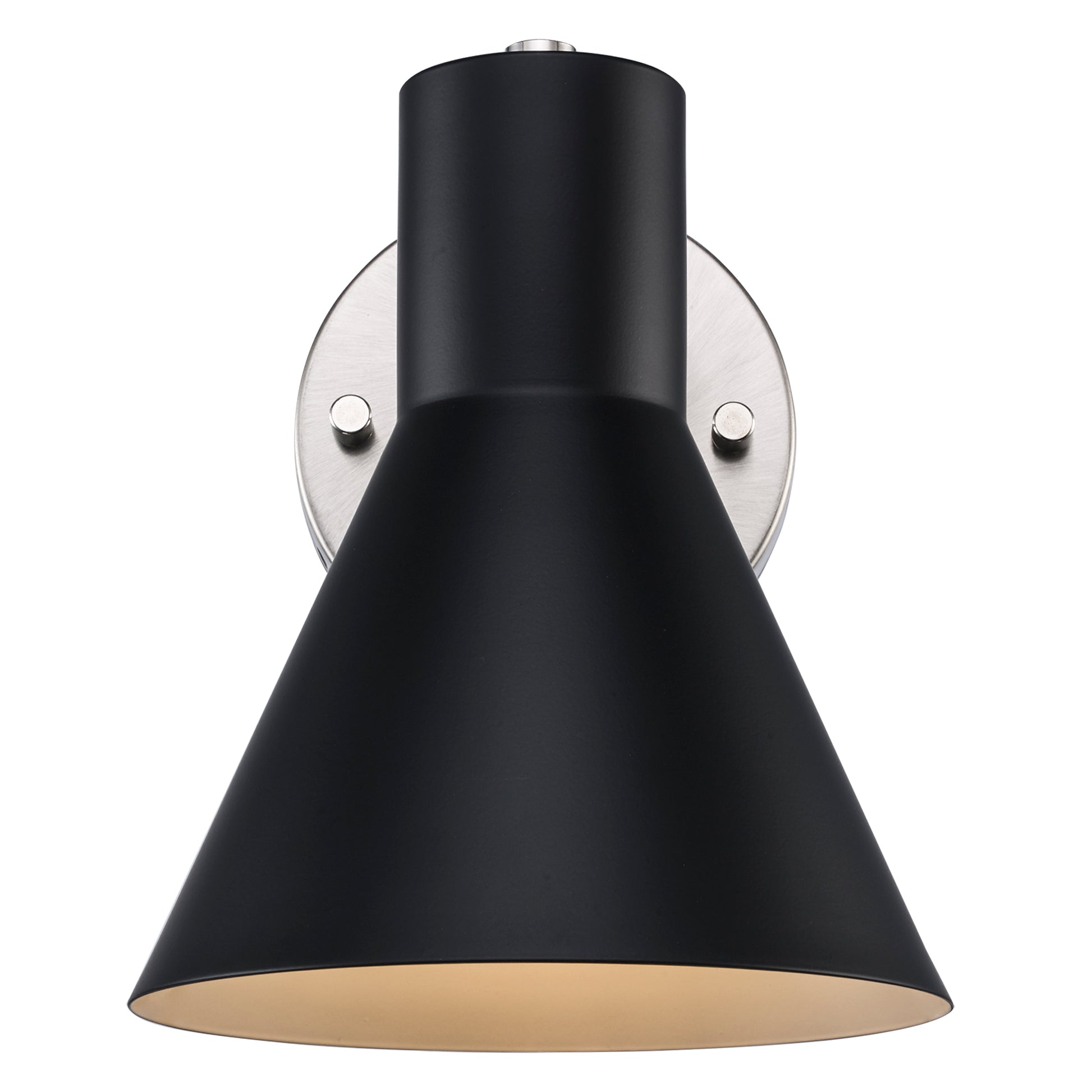 Gearshine Modern Metal Cone Downlight Wall Sconce - Matte Black and Polished Nickel 