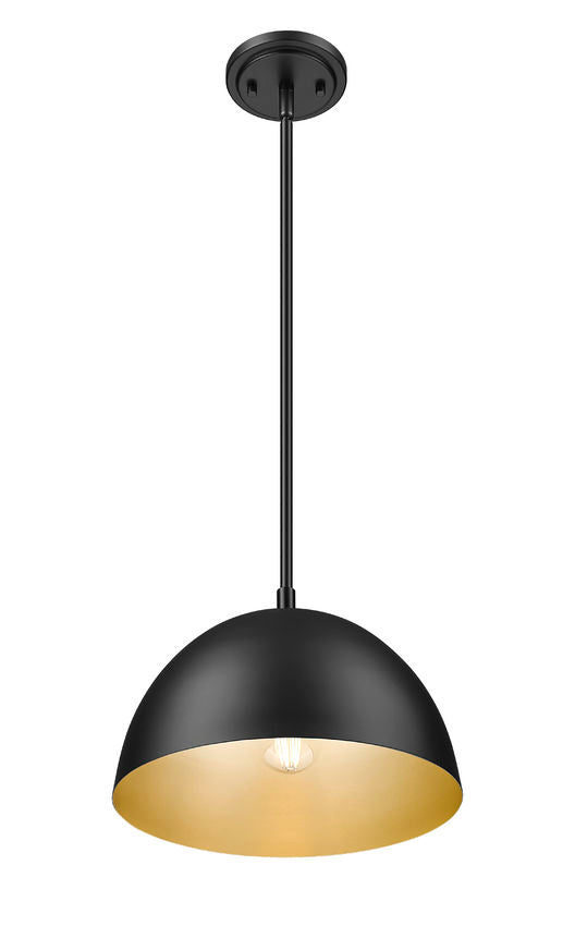 Vega 12" Modern Dome Pendant Light in Matte Black or White with Gold Lining - Midcentury Lighting by Practical Props
