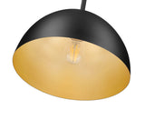 Vega 12" Modern Dome Pendant Light in Matte Black or White with Gold Lining - Midcentury Lighting by Practical Props