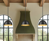 Vega 12" Modern Dome Pendant Light in Matte Black or White with Gold Lining - Midcentury Lighting by Practical Props