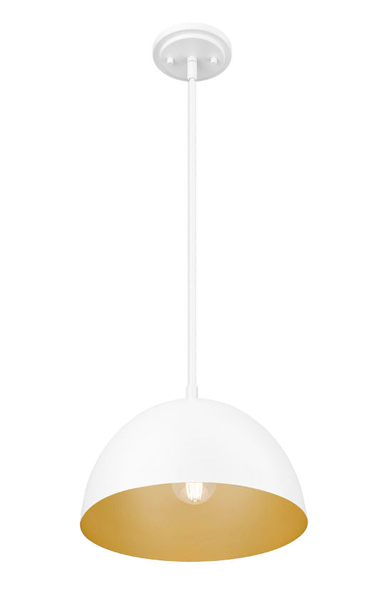 Vega 12" Modern Dome Pendant Light in Matte Black or White with Gold Lining - Midcentury Lighting by Practical Props