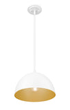 Vega 12" Modern Dome Pendant Light in Matte Black or White with Gold Lining - Midcentury Lighting by Practical Props