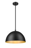 Vega 16" Modern Dome Pendant Light in Matte Black or White with Gold Lining - Midcentury Lighting by Practical Props