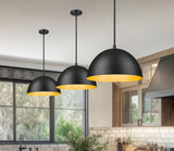 Vega 16" Modern Dome Pendant Light in Matte Black or White with Gold Lining - Midcentury Lighting by Practical Props