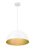 Vega 16" Modern Dome Pendant Light in Matte Black or White with Gold Lining - Midcentury Lighting by Practical Props