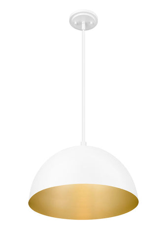Vega 16" Modern Dome Pendant Light in Matte Black or White with Gold Lining - Midcentury Lighting by Practical Props