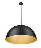 Vega 24" Modern Dome Pendant Light in Matte Black or White with Gold Lining - Midcentury Lighting by Practical Props