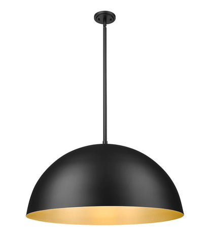 Vega 24" Modern Dome Pendant Light in Matte Black or White with Gold Lining - Midcentury Lighting by Practical Props