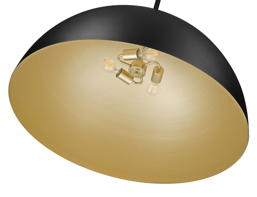 Vega 24" Modern Dome Pendant Light in Matte Black or White with Gold Lining - Midcentury Lighting by Practical Props