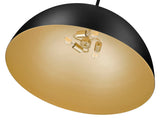 Vega 24" Modern Dome Pendant Light in Matte Black or White with Gold Lining - Midcentury Lighting by Practical Props