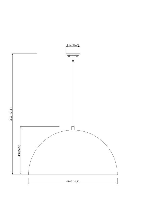 Vega 24" Modern Dome Pendant Light in Matte Black or White with Gold Lining - Midcentury Lighting by Practical Props