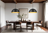 Vega 24" Modern Dome Pendant Light in Matte Black or White with Gold Lining - Midcentury Lighting by Practical Props