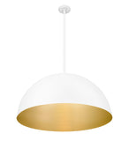 Vega 24" Modern Dome Pendant Light in Matte Black or White with Gold Lining - Midcentury Lighting by Practical Props