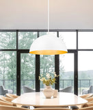 Vega 24" Modern Dome Pendant Light in Matte Black or White with Gold Lining - Midcentury Lighting by Practical Props