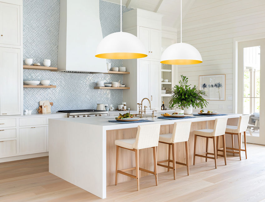 Vega 24" Modern Dome Pendant Light in Matte Black or White with Gold Lining - Midcentury Lighting by Practical Props