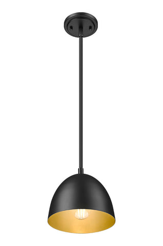 Vega 8" Modern Dome Pendant Light in Matte Black or White with Gold Lining - Midcentury Lighting by Practical Props