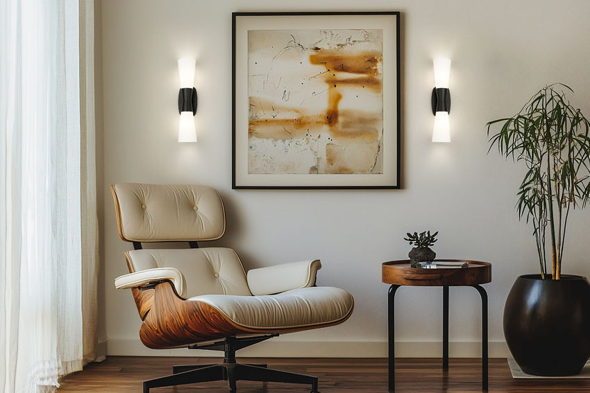Emrys Small Hourglass Bowtie Frosted Glass Wall Sconce in Matte Black, Modern Gold, Brushed Nickel, or Polished Nickel - Midcentury Lighting by Practical Props