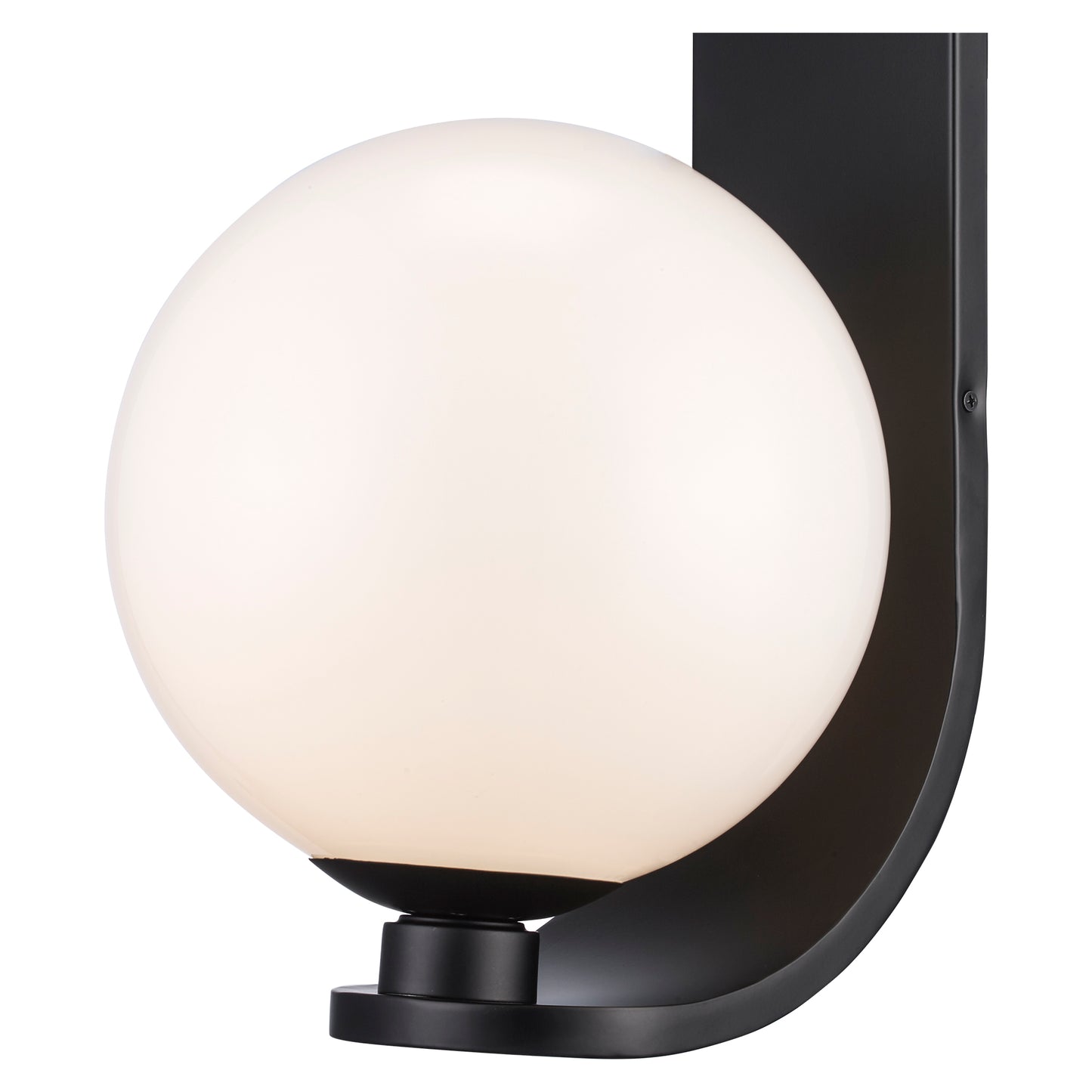 Lane Medium 12" Matte Black Opal Glass Globe Exterior Wall Sconce