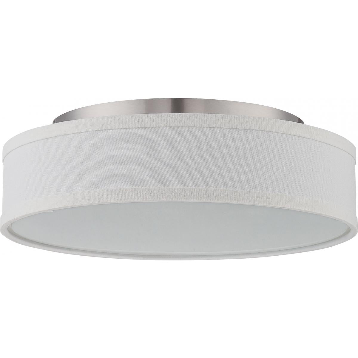 Heather 13" Linen Drum Shade Flush Mount Modern Minimalist Low-Profile Ceiling Fixture