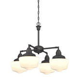 Scholar 4-Light Semi-Flush Mount / Chandelier White Schoolhouse Glass Ceiling Light Fixture