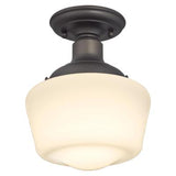 Scholar Semi-Flush Mount White Schoolhouse Glass Ceiling Light Fixture