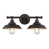 Iron Hill 2-Light Farmhouse Industrial China Hat Bronze + Gold Wall Sconce - Practical Props