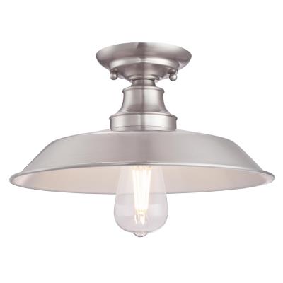 Iron Hill Industrial China Hat Flush Mount Fixture in Galvanized Steel 