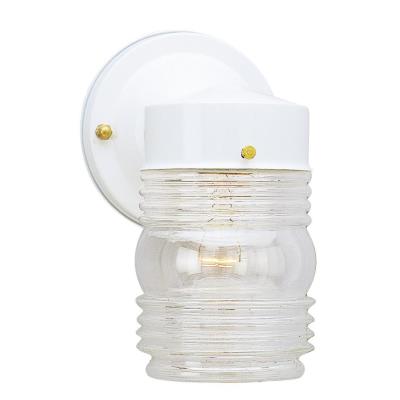 Vintage Cottage Jelly Jar Clear Glass Traditional Outdoor Porch Lantern - Exterior Wall Sconce