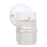 Vintage Cottage Jelly Jar Clear Glass Traditional Outdoor Porch Lantern - Exterior Wall Sconce