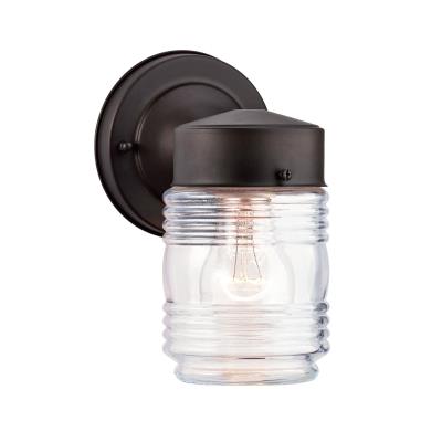 Vintage Cottage Jelly Jar Clear Glass Traditional Outdoor Porch Lantern - Exterior Wall Sconce