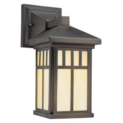 Burnham Bronze Honey Art Glass Outdoor Craftsman Wall Lantern Light