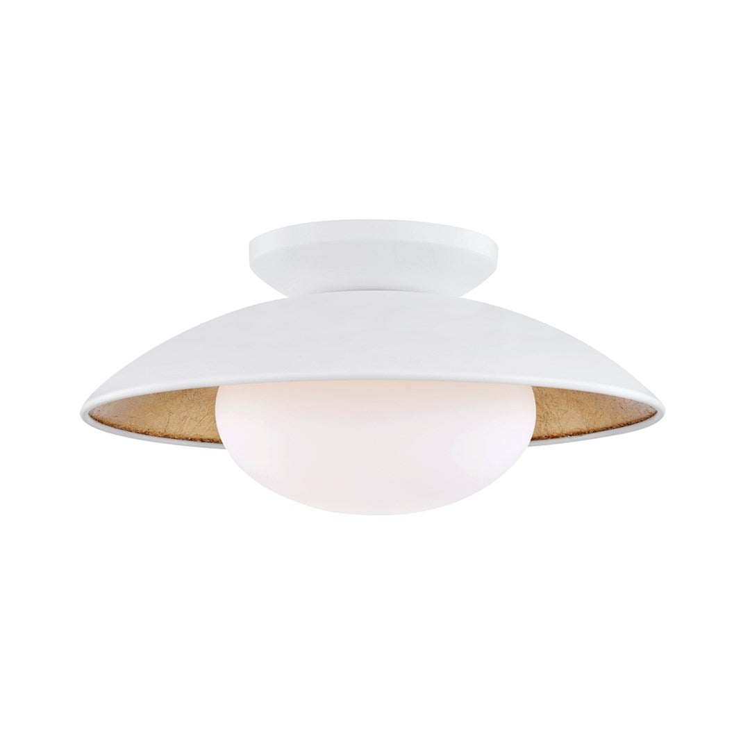 Cadence 14" Modern Glass Flush Mount in Black or White with Gold Leaf