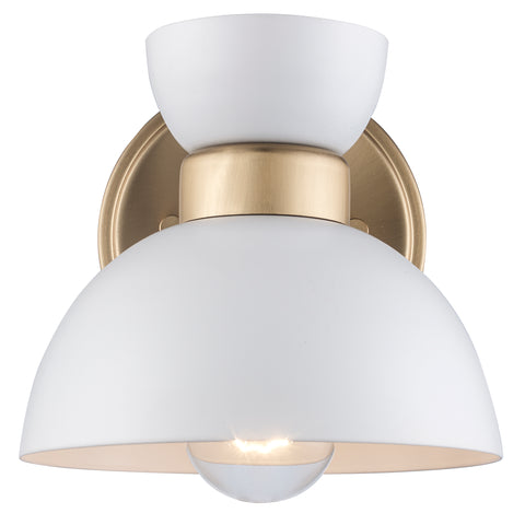 Azaria Dome Shade Retro Wall Sconce - Matte Black, Matte White and Burnished Brass - Midcentury Modern Lighting by Practical Props
