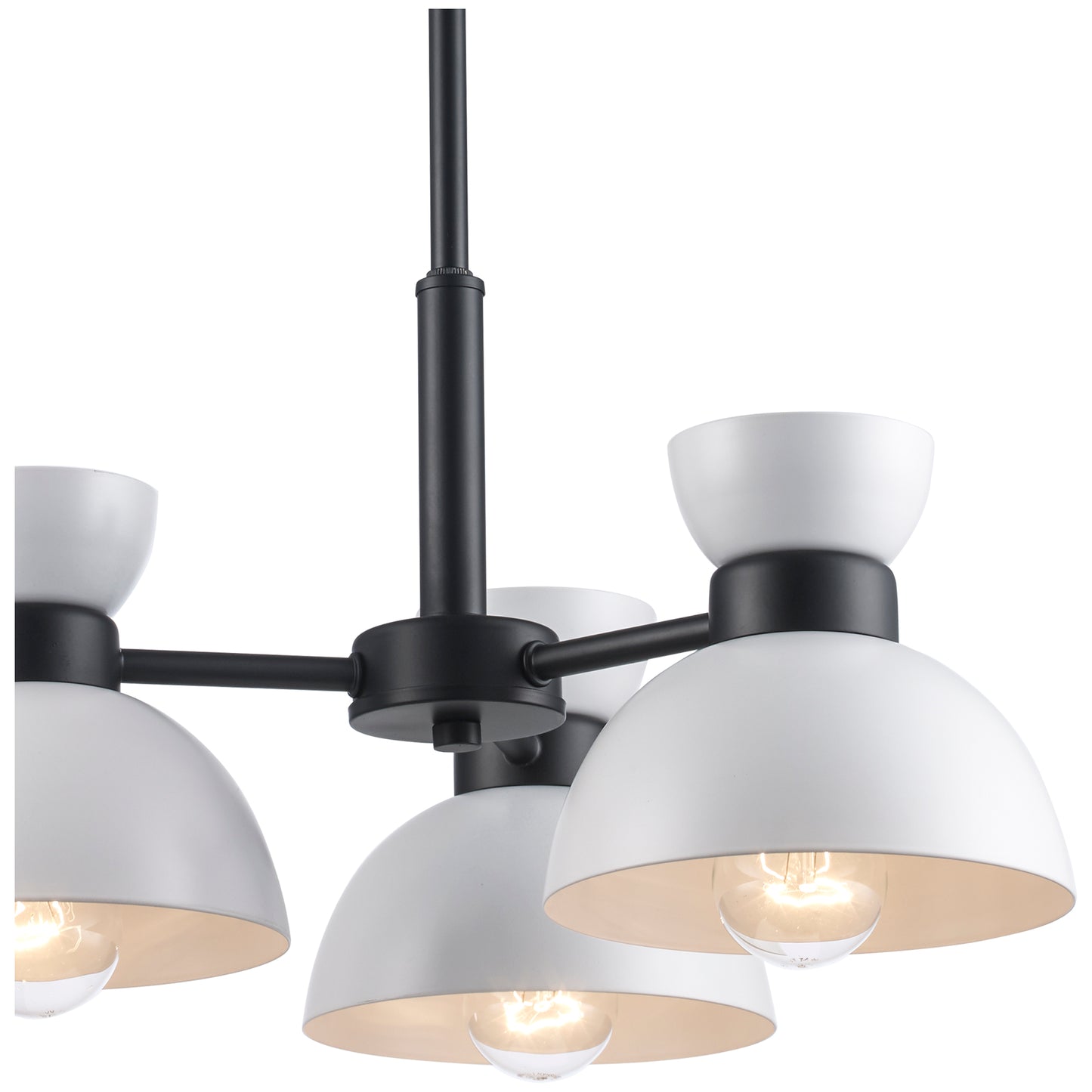Azaria Retro 3-Light Mini Chandelier - Matte Black, Matte White and Burnished Brass